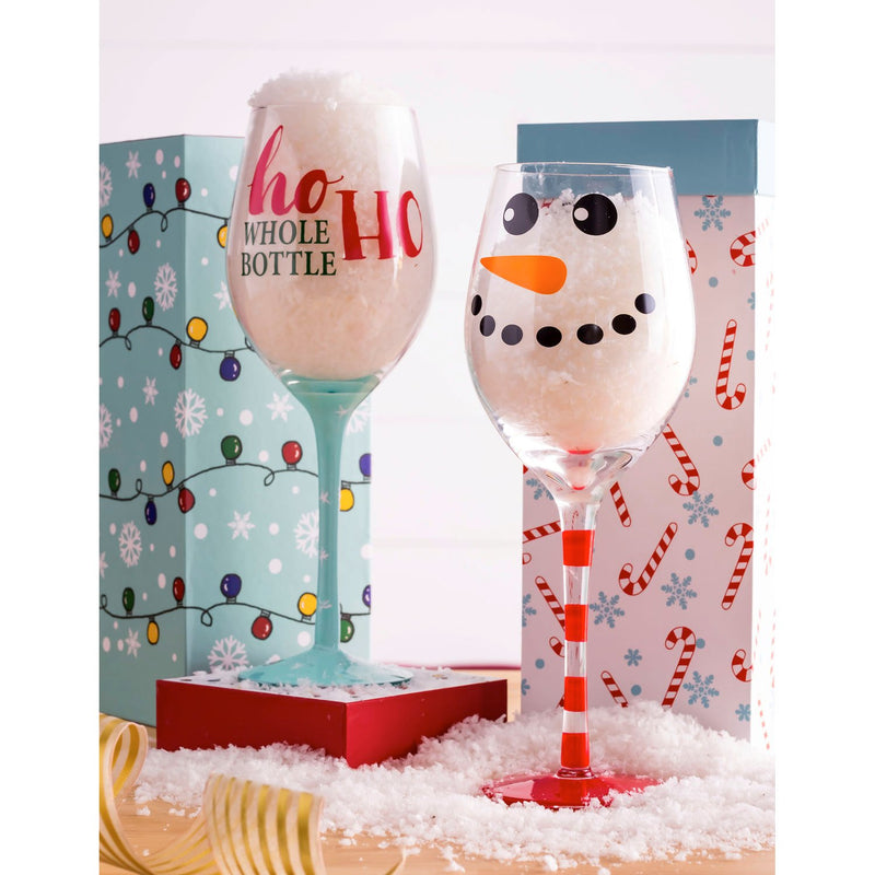 Wine Glass w/ Box, 12 oz., Snowman,3cwg185