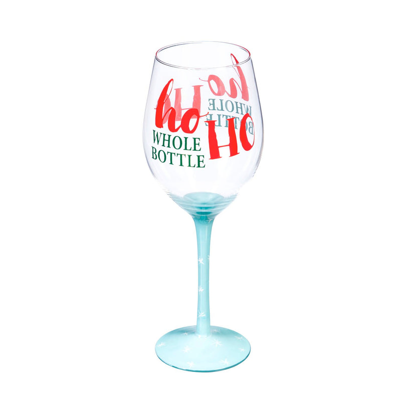 Wine Glass w/ Box, 12 oz., Ho Ho Whole Bottle,3cwg186