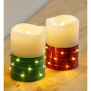 LED Half Metallic Swirl Flameless Candle with Timer Function, 2 Asst, Red/Green,3led222