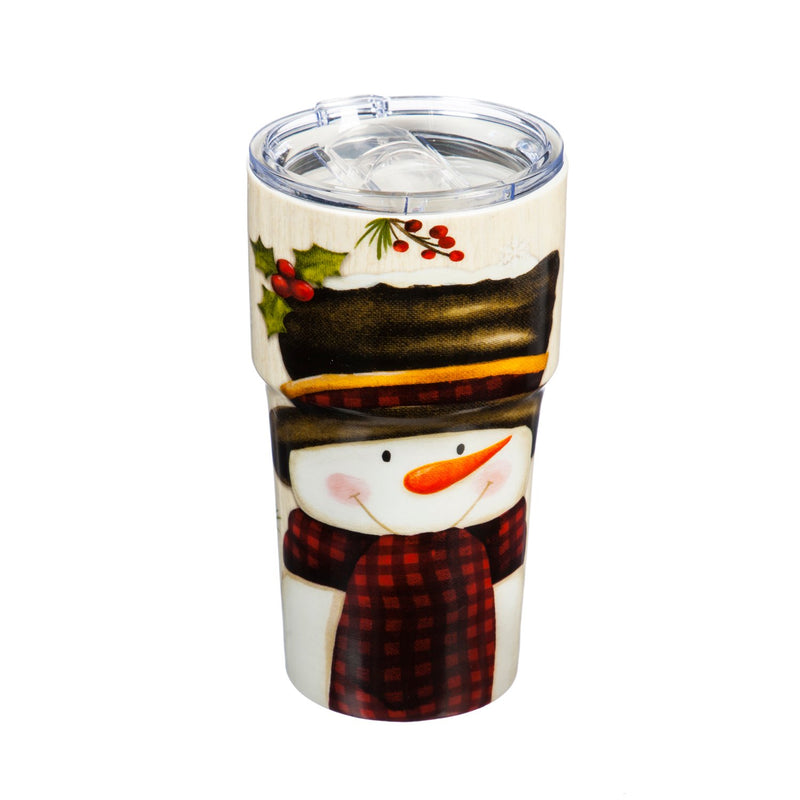 Double Wall Ceramic Companion Cup with Tritan Lid, 13 OZ, Let it Snow,3ltc99007