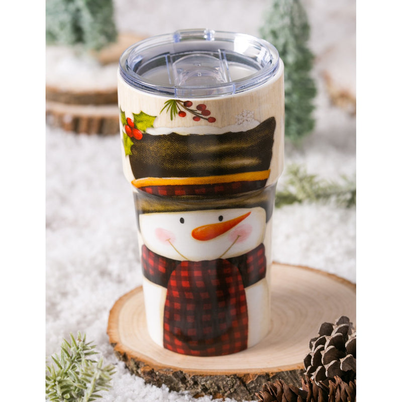 Double Wall Ceramic Companion Cup with Tritan Lid, 13 OZ, Let it Snow,3ltc99007