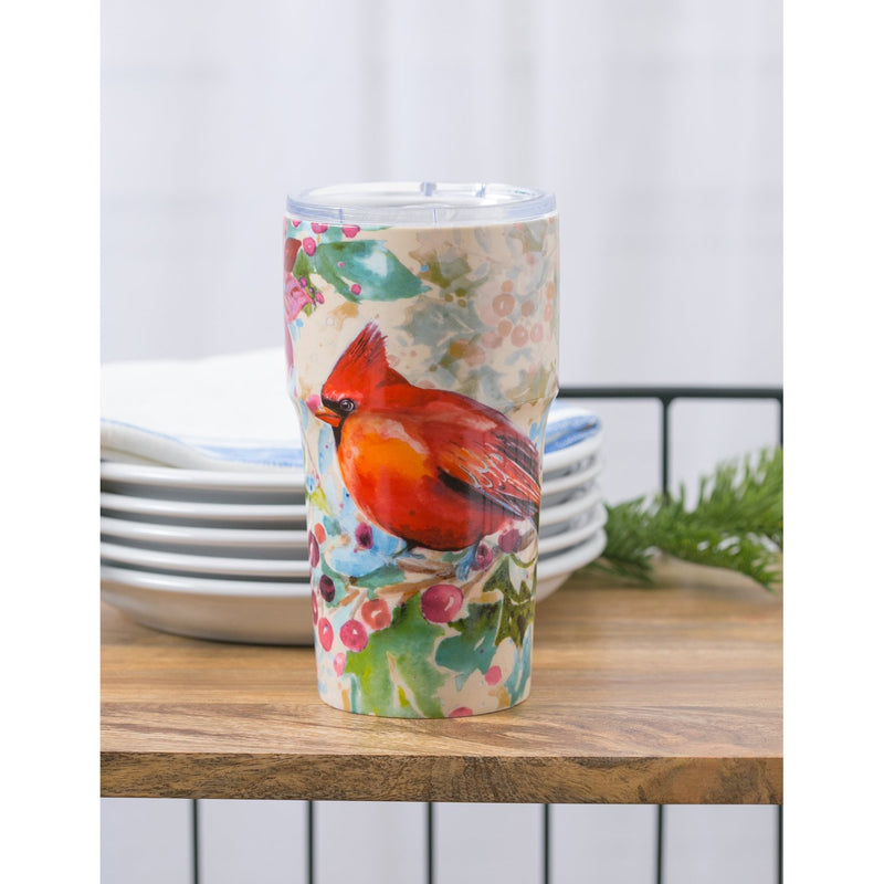 Double Wall Ceramic Companion Cup with Tritan Lid, 13 OZ, Cardinal and Chickadee, 2 Asst,3ltc997202