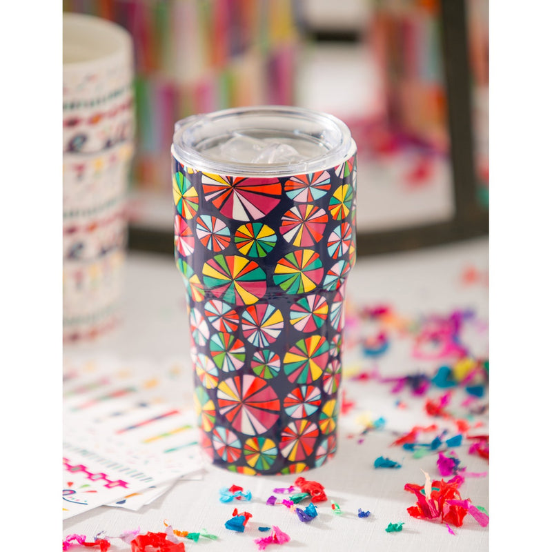 Double Wall Ceramic Companion Cup with Tritan Lid, 13 OZ, Birthday Confetti,3ltc997369a