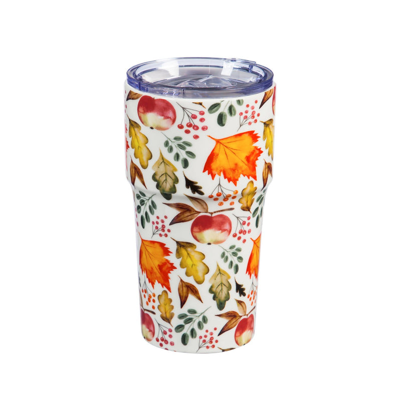 Double Wall Ceramic Companion Cup with Tritan Lid, 13 OZ, Bountiful Orchard,3ltc997749