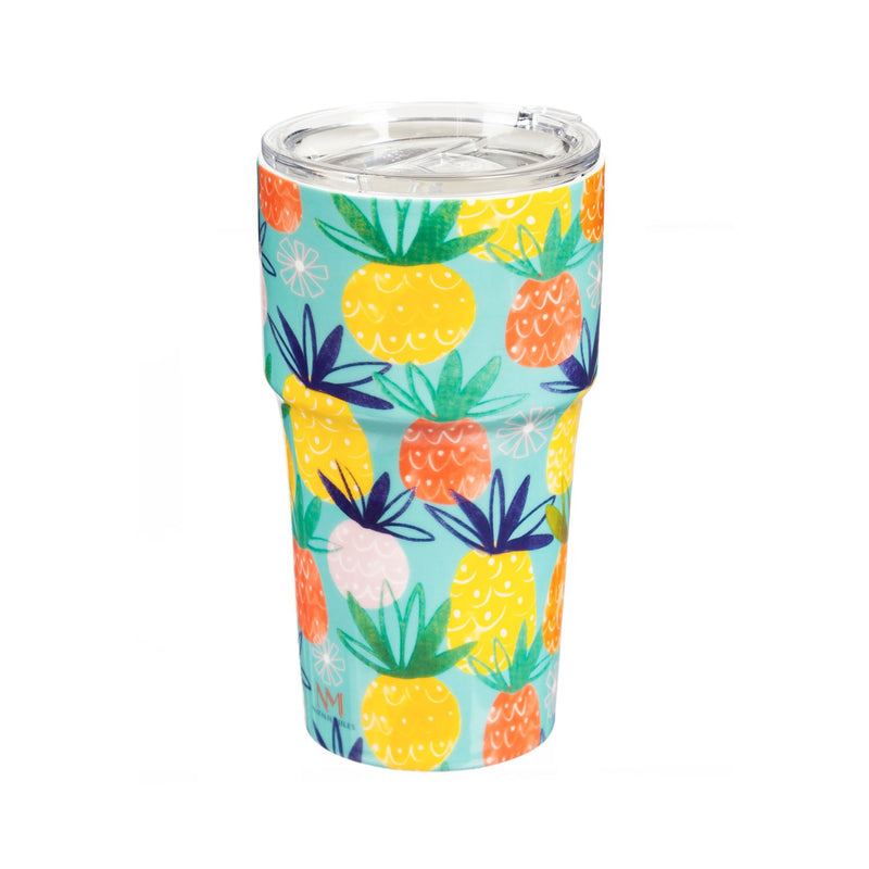 Double Wall Ceramic Companion Cup with Tritan Lid, 13 oz., Summer Fun in the Sun,3ltc999706