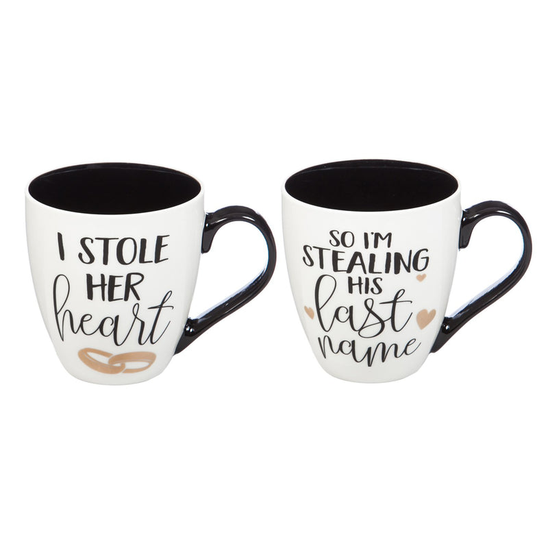 Evergreen Ceramic Cup O' Java, 18 OZ, Wedding Giftset of 2, 5.75'' x 4'' x 5'' inches