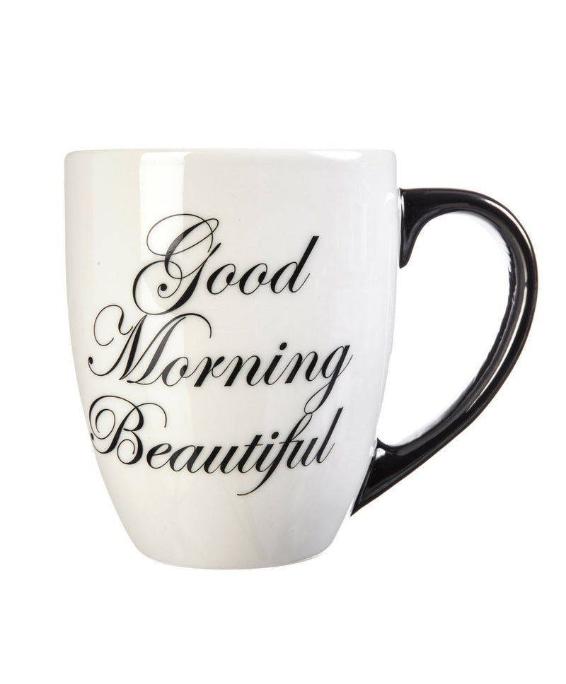 Elegant Black Ink Coffee Cup, Good Morning Beautiful,3mct5211a