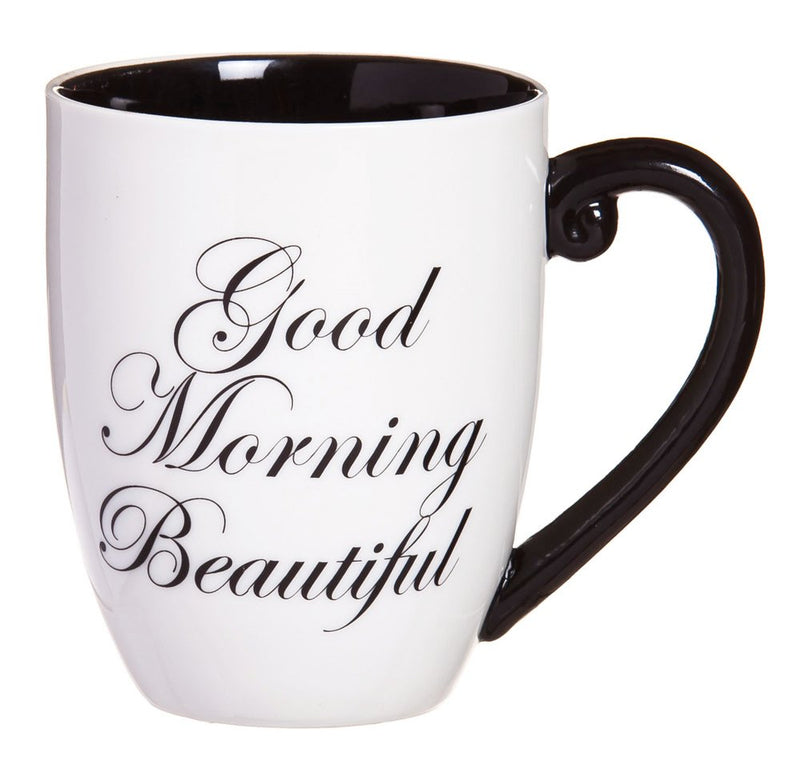 Elegant Black Ink Coffee Cup, Good Morning Beautiful,3mct5211a