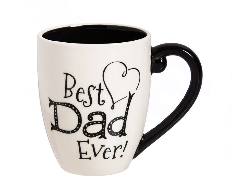 Black Ink Ceramic Cup O' Joe w/Box, 18 oz., Dad,3mct5591b