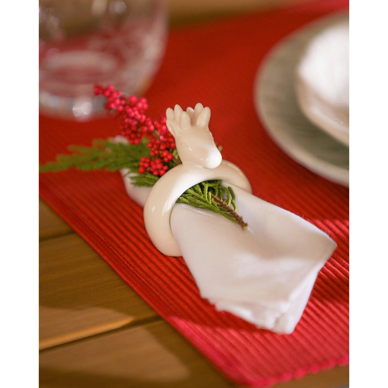 Ceramic Reindeer Napkin ring, Set of 4,3nr008