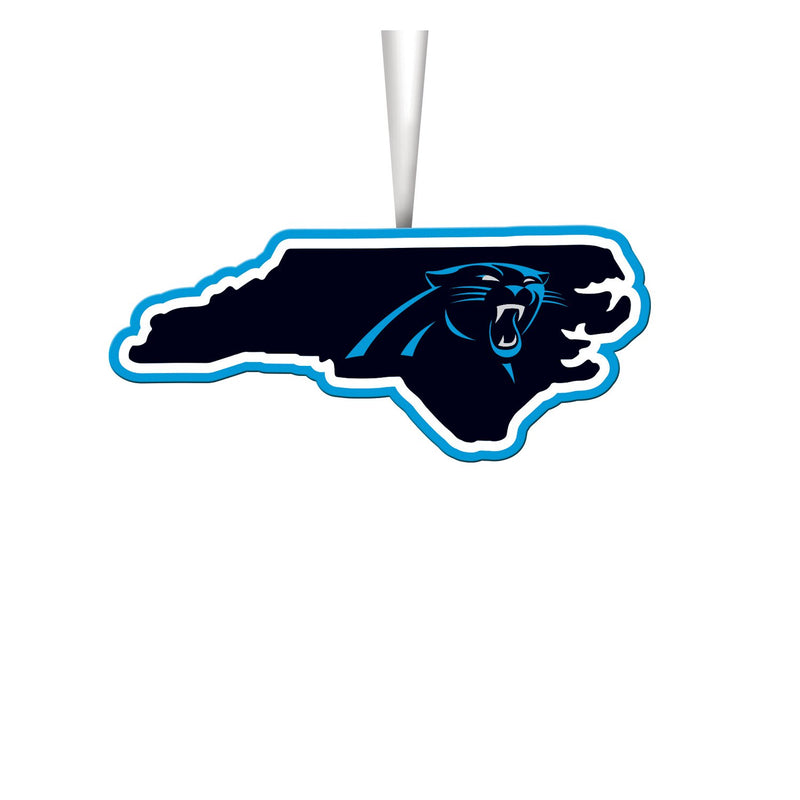 Team Sports America NFL Carolina Panthers Festive State Shaped Christmas Ornament - 5" Long x 5" Wide x 0.2" High