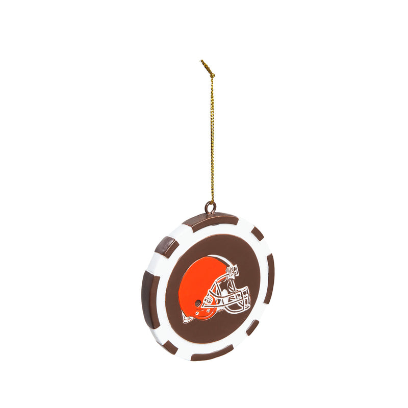 Team Sports America NFL Cleveland Browns Unique Game Chip Christmas Ornament - 2.5" Long x 2.5" Wide x 0.25" High