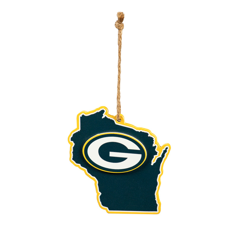 Team Sports America NFL Green Bay Packers Festive State Shaped Christmas Ornament - 5" Long x 5" Wide x 0.2" High