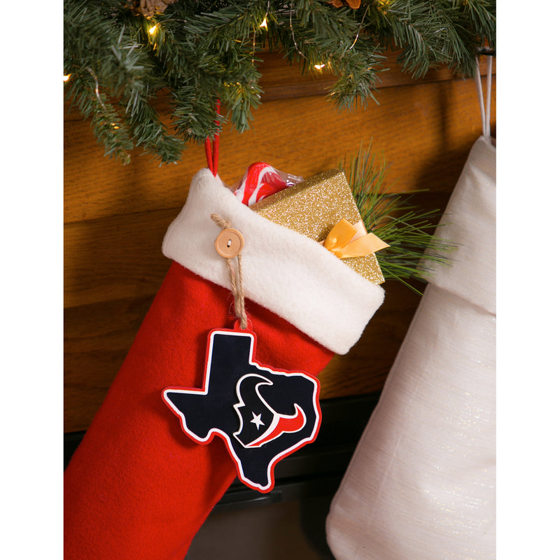 Team Sports America NFL Houston Texans Festive State Shaped Christmas Ornament - 5" Long x 5" Wide x 0.2" High
