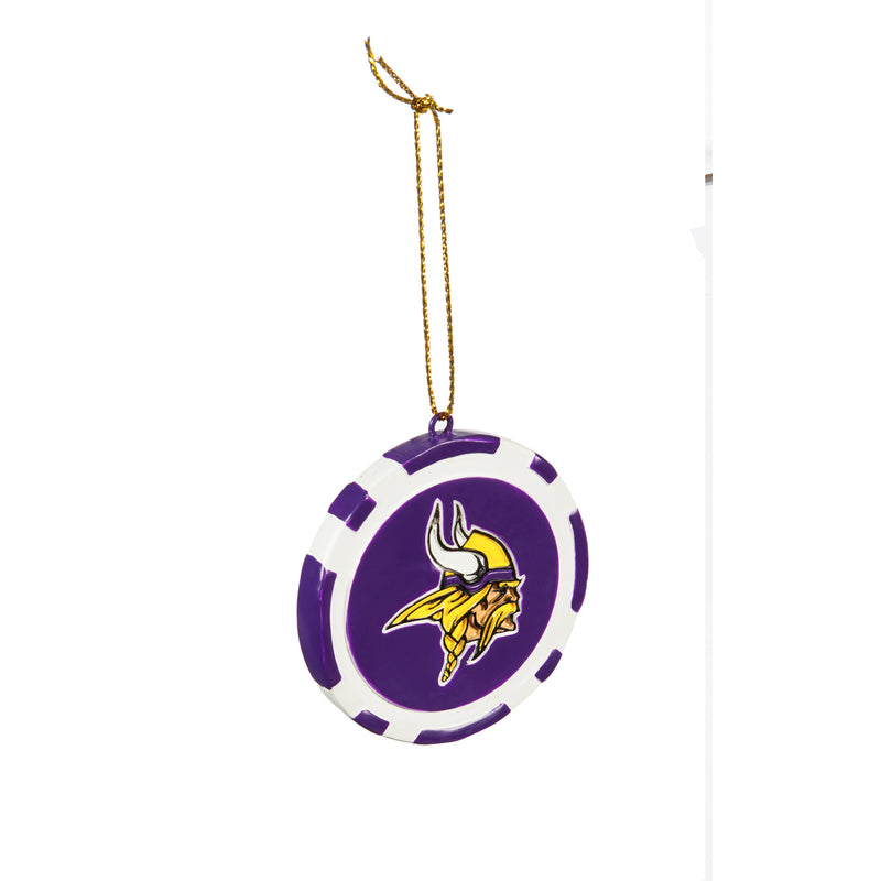 Team Sports America NFL Minnesota Vikings Unique Game Chip Christmas Ornament - 2.5" Long x 2.5" Wide x 0.25" High