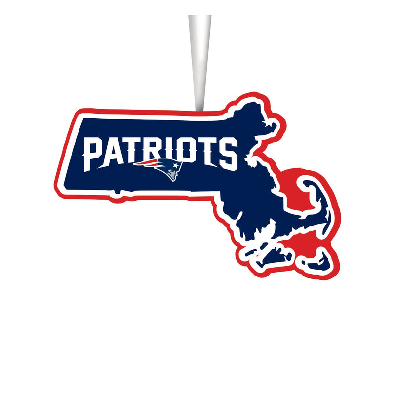 Team Sports America NFL New England Patriots Festive State Shaped Christmas Ornament - 5" Long x 5" Wide x 0.2" High