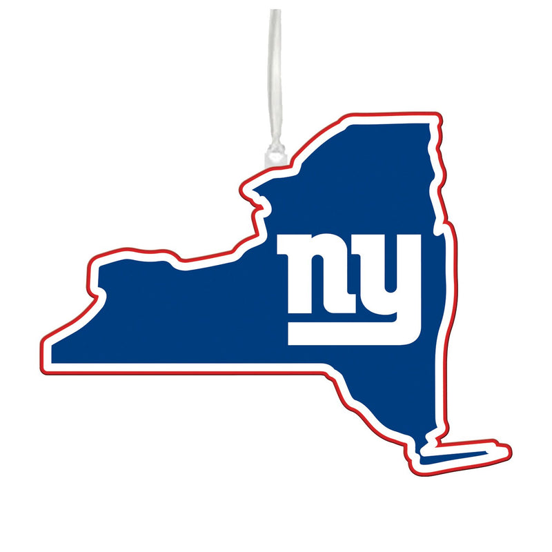 Team Sports America NFL New York Giants Festive State Shaped Christmas Ornament - 5" Long x 5" Wide x 0.2" High