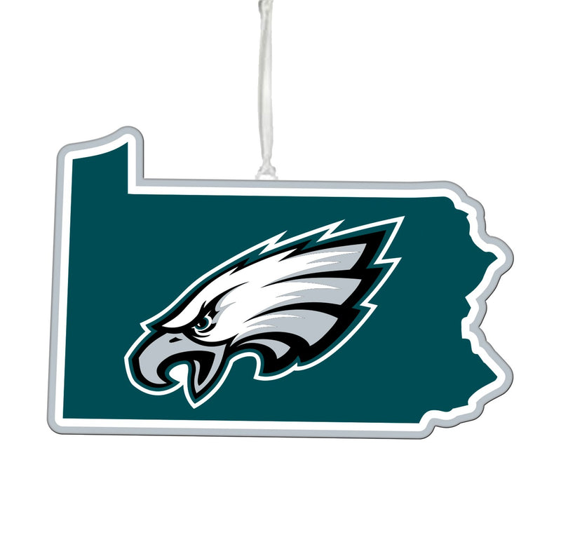 Team Sports America NFL Philadelphia Eagles Festive State Shaped Christmas Ornament - 5" Long x 5" Wide x 0.2" High
