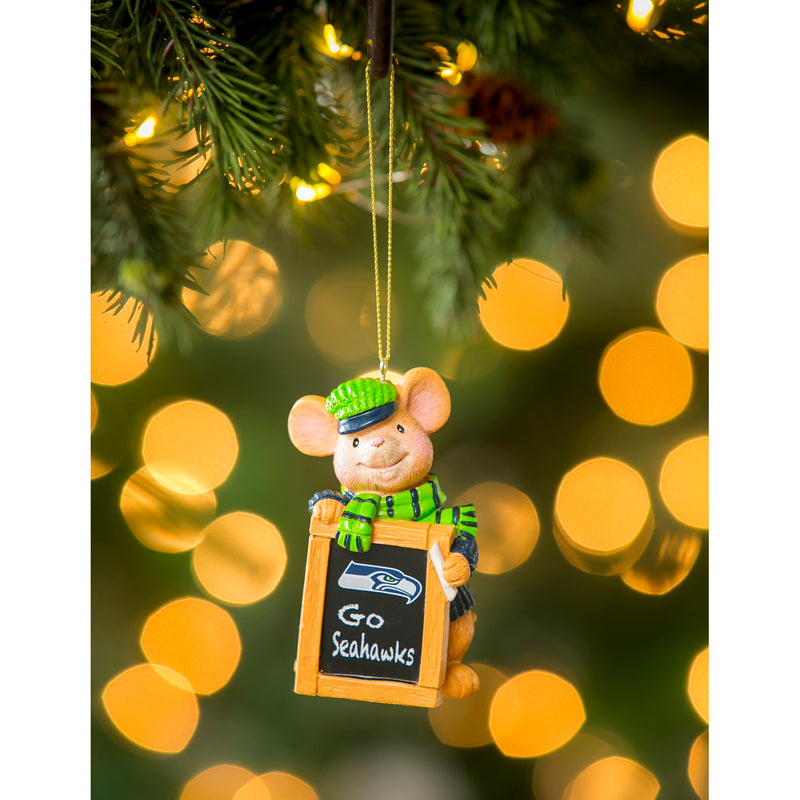 Seattle Seahawks, Holiday Mouse Ornament Officially Licensed Decorative Ornament for Sports Fans Ornament