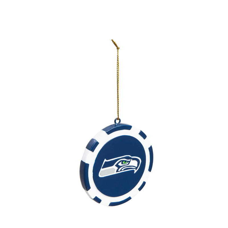 Team Sports America NFL Seattle Seahawks Unique Game Chip Christmas Ornament - 2.5" Long x 2.5" Wide x 0.25" High