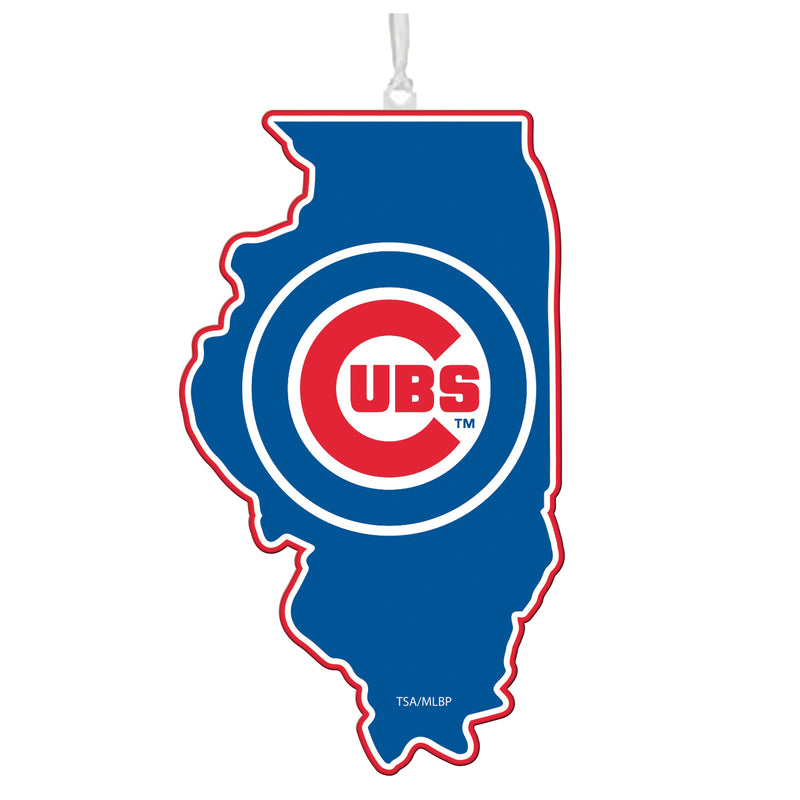 Evergreen Chicago Cubs, State Ornament, 5.3'' x 0.2 '' x 5.1'' inches