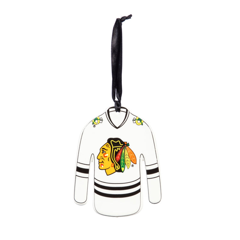 Team Sports America Chicago Blackhawks Personalizable Jersey Ornament with Team Color Markers