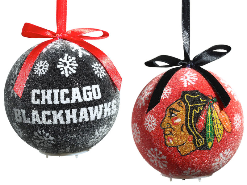 Team Sports America LED Boxed Ornament Set of 6, Chicago Blackhawks Christmas and Decor for NHL Sports Fans