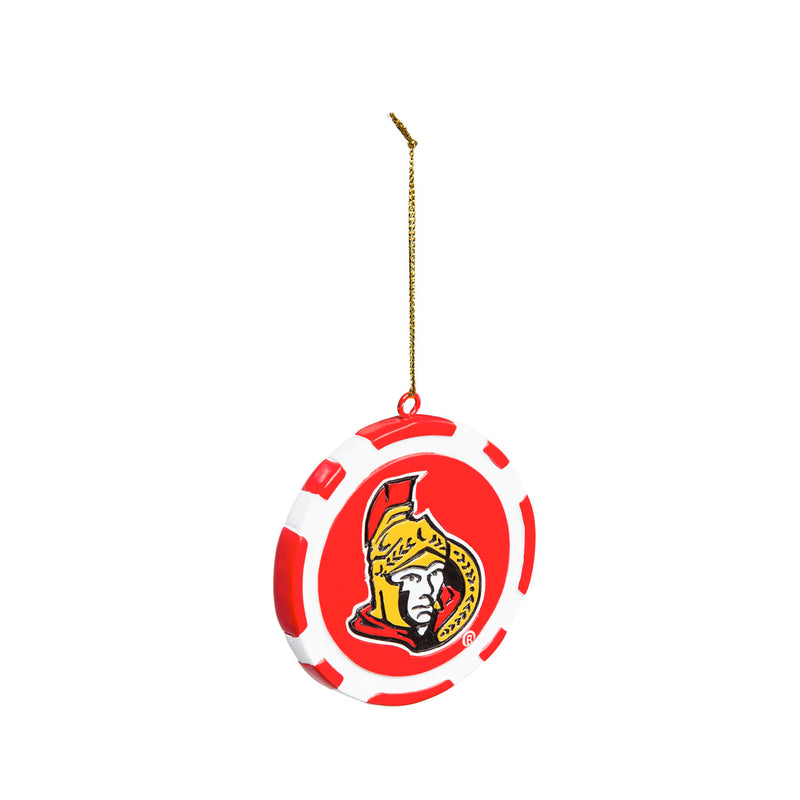Evergreen Ottawa Senators, Game Chip Ornament, 2.5'' x 2.5 '' x 0.25'' inches