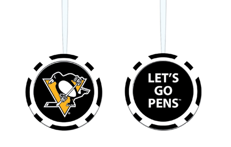 Team Sports America NHL Pittsburgh Penguins Unique Game Chip Christmas Ornament - 2.5" Long x 2.5" Wide x 0.25" High