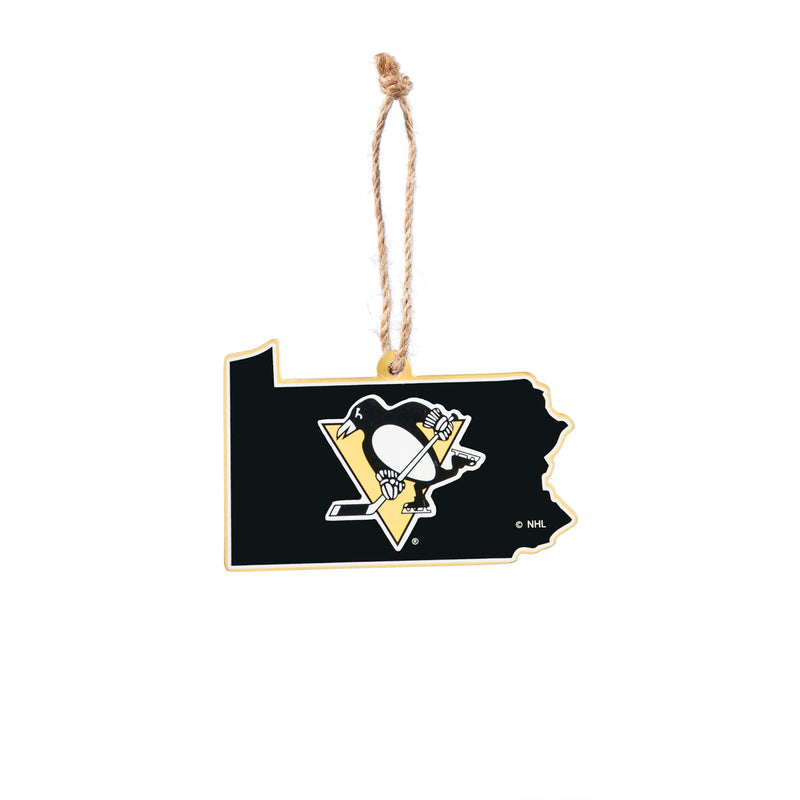 Team Sports America NHL Pittsburgh Penguins Festive State Shaped Christmas Ornament - 5" Long x 5" Wide x 0.2" High