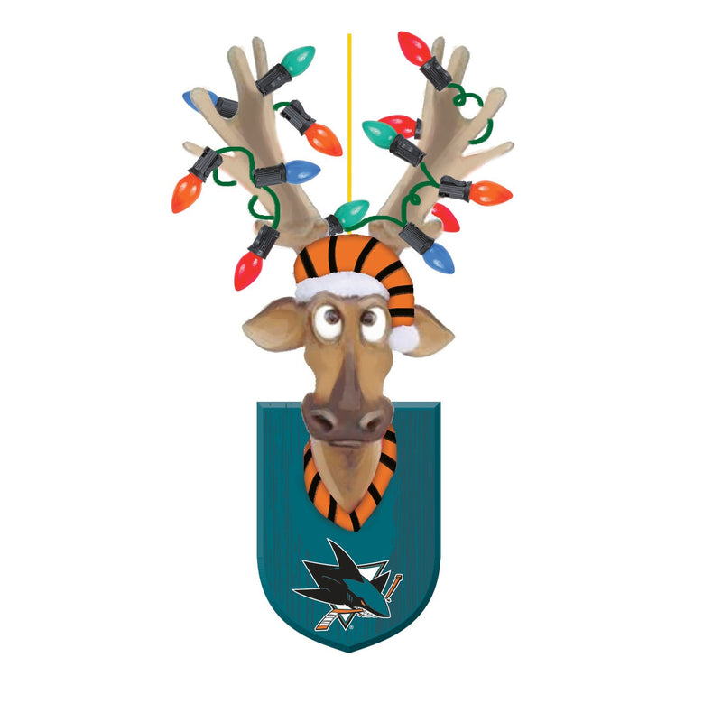 San Jose Sharks, Resin Reindeer Ornament Officially Licensed Decorative Ornament for Sports Fans
