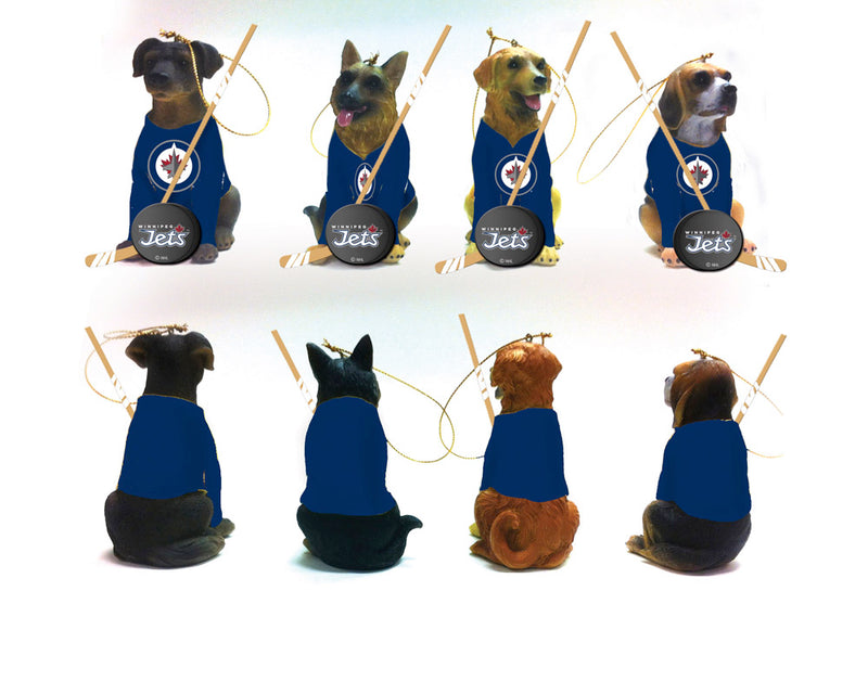 Team Sports America Team Dog Ornaments, 4 Assort., Winnipeg Jets, 1.97'' x 2.36 '' x 3.35'' inches