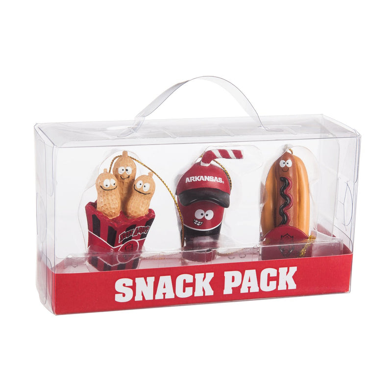 University of Arkansas, Snack Pack Ornament Set Officially Licensed Decorative Ornament for Sports Fans