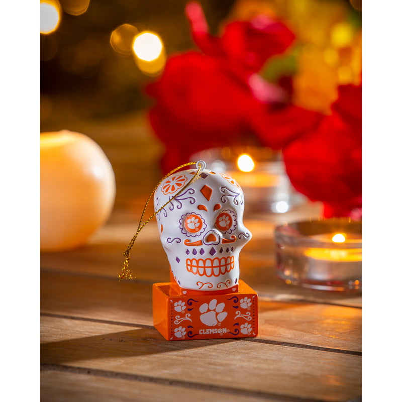 Clemson University, Sugar Skull Orn,3ot912sk