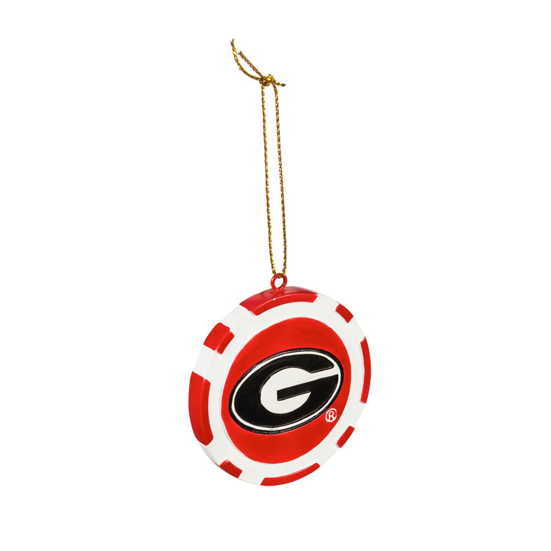 Team Sports America NCAA University of Georgia Unique Game Chip Christmas Ornament - 2.5" Long x 2.5" Wide x 0.25" High