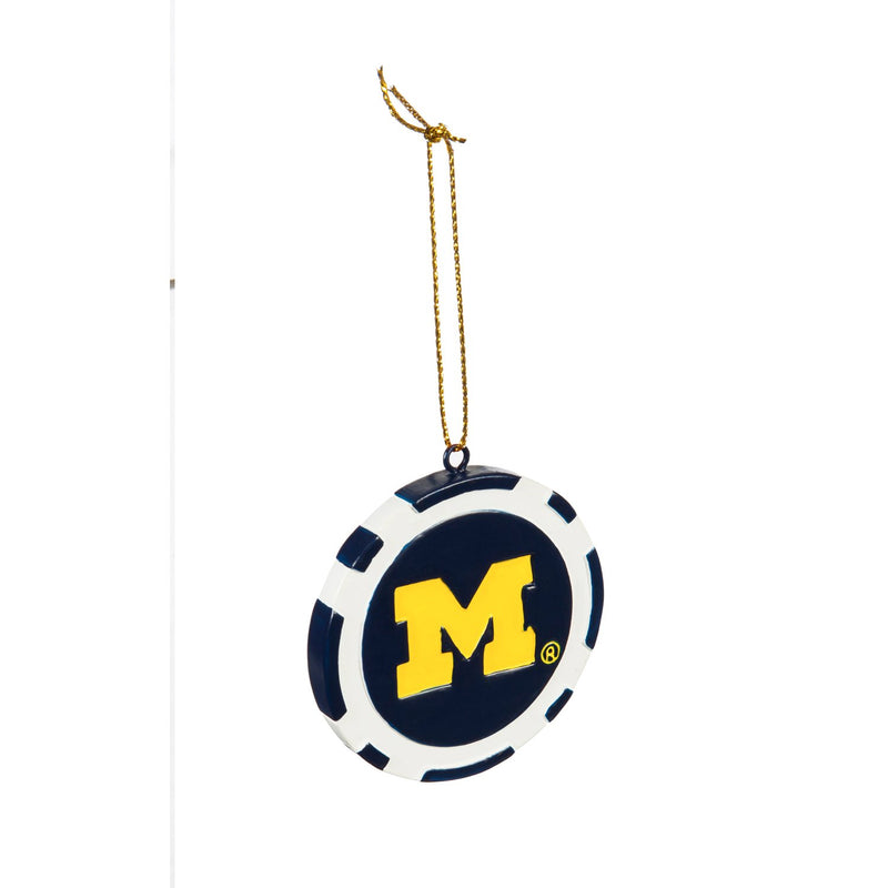 Team Sports America NCAA University of Michigan Unique Game Chip Christmas Ornament - 2.5" Long x 2.5" Wide x 0.25" High