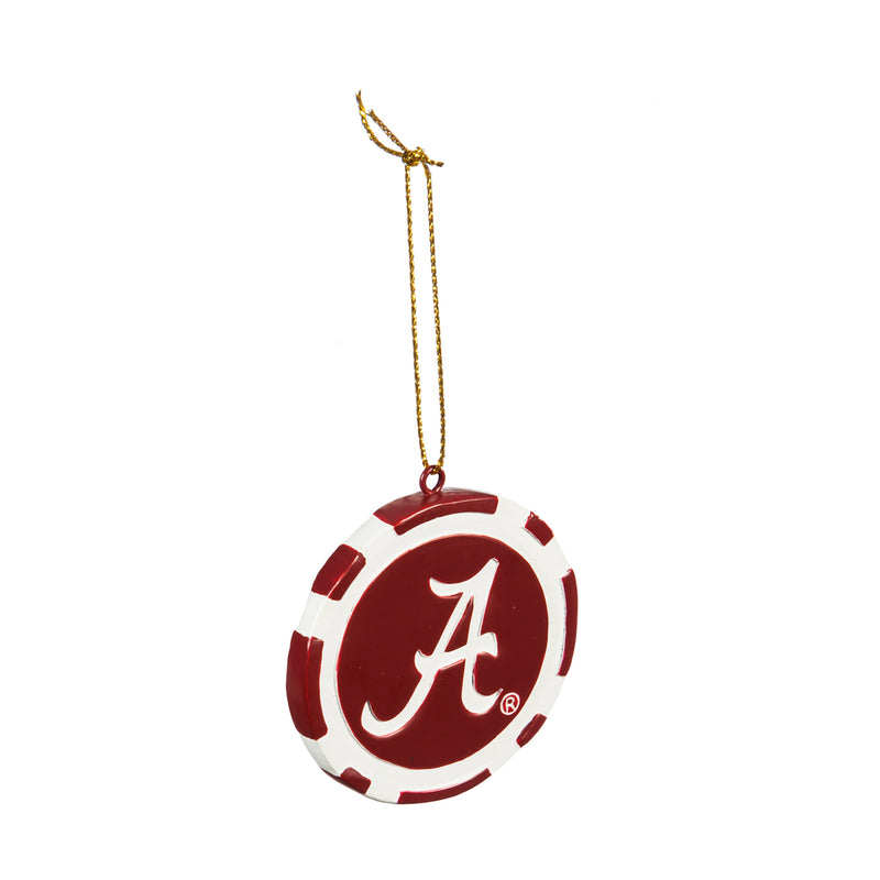 Team Sports America NCAA University of Alabama Unique Game Chip Christmas Ornament - 2.5" Long x 2.5" Wide x 0.25" High