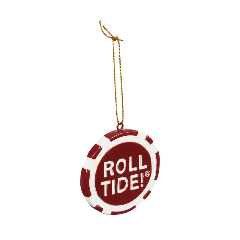 Team Sports America NCAA University of Alabama Unique Game Chip Christmas Ornament - 2.5" Long x 2.5" Wide x 0.25" High