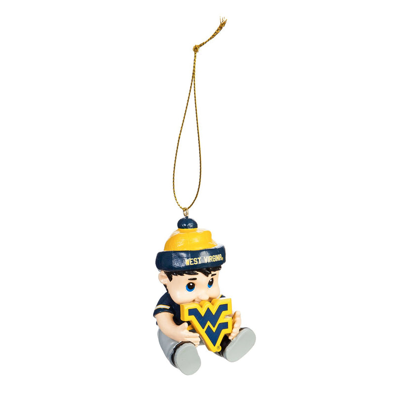 Team Sports America NCAA West Virginia University Remarkable Adorable Lil Fan Christmas Ornament - 2" Long x 2" Wide x 3" High