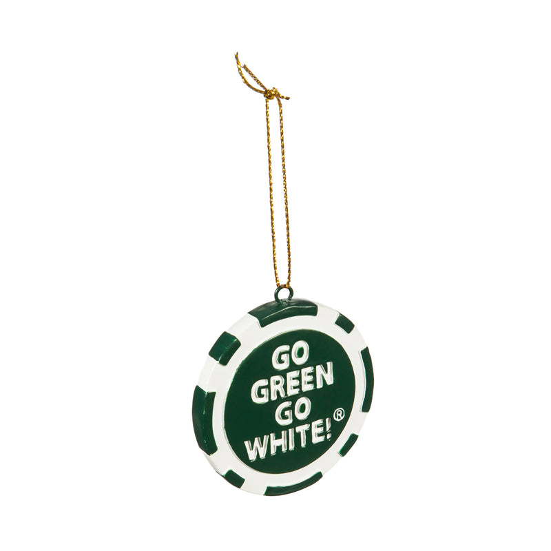 Team Sports America NCAA Michigan State University Unique Game Chip Christmas Ornament - 2.5" Long x 2.5" Wide x 0.25" High