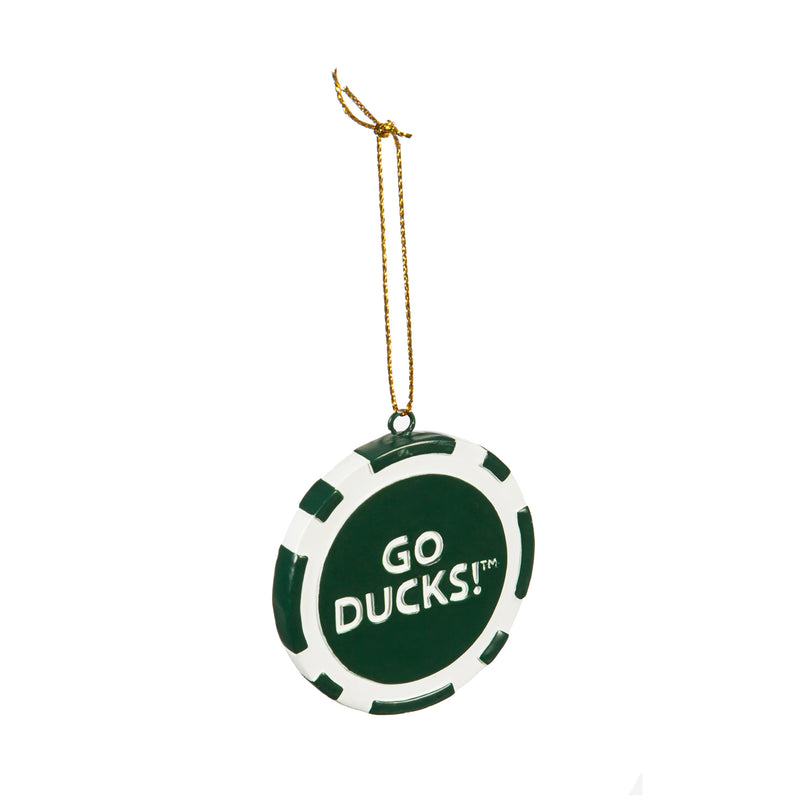 Team Sports America NCAA University of Oregon Unique Game Chip Christmas Ornament - 2.5" Long x 2.5" Wide x 0.25" High