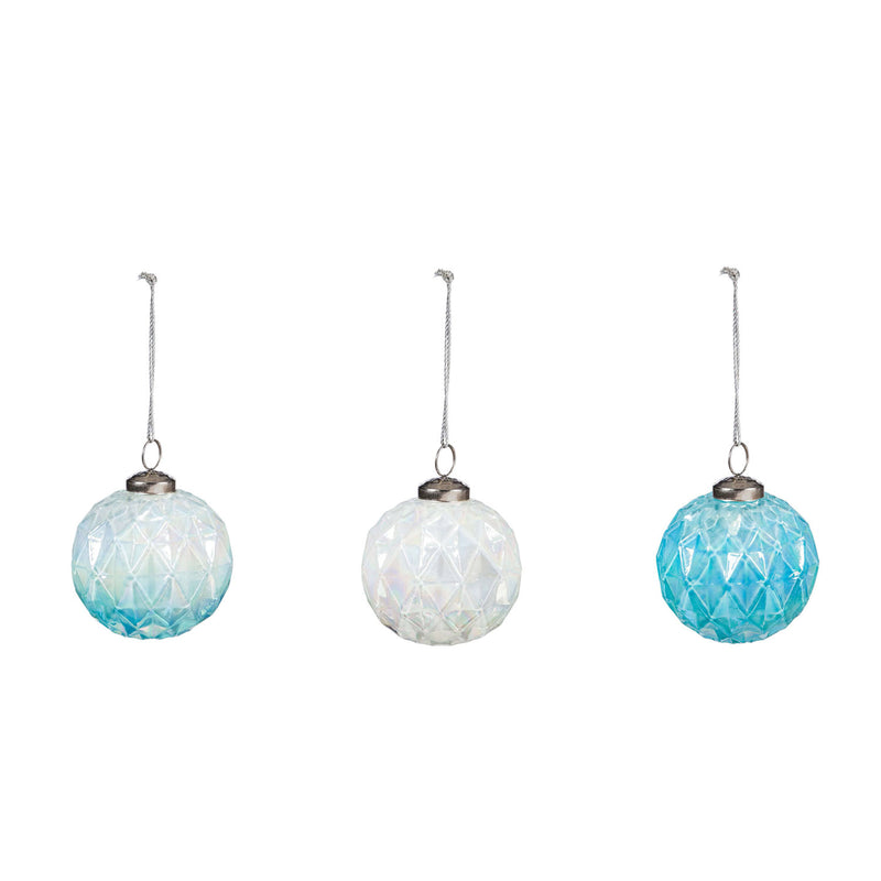 3.5" Glass Geometric Ombre Ornament, 3 Assorted, 3.5'' x 3.5'' x 3.5'' inches