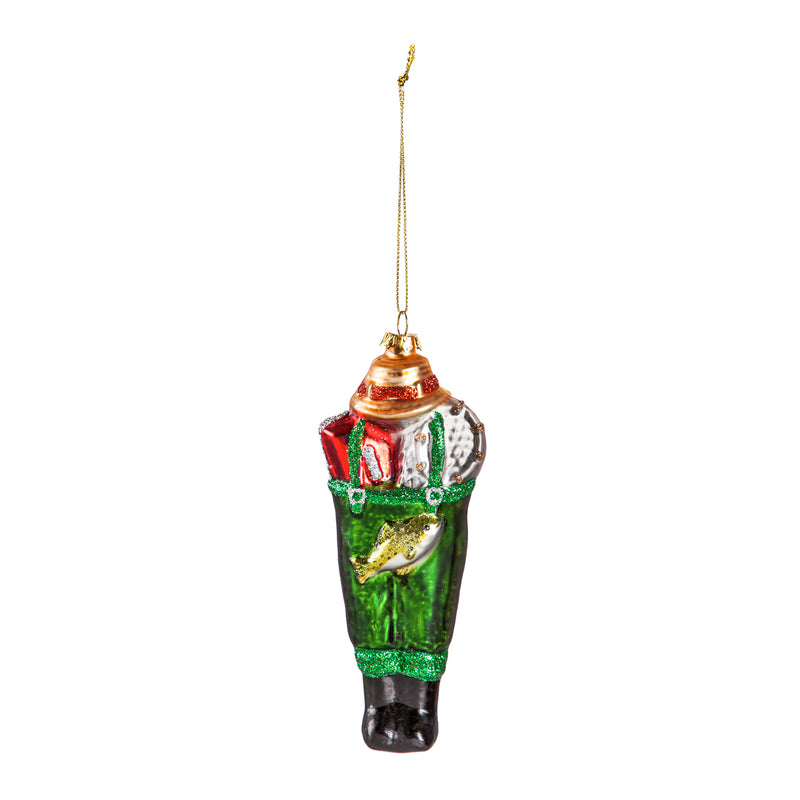 Glass Fishing Pant Ornament, 2.25"x1.25"x5.5"inches