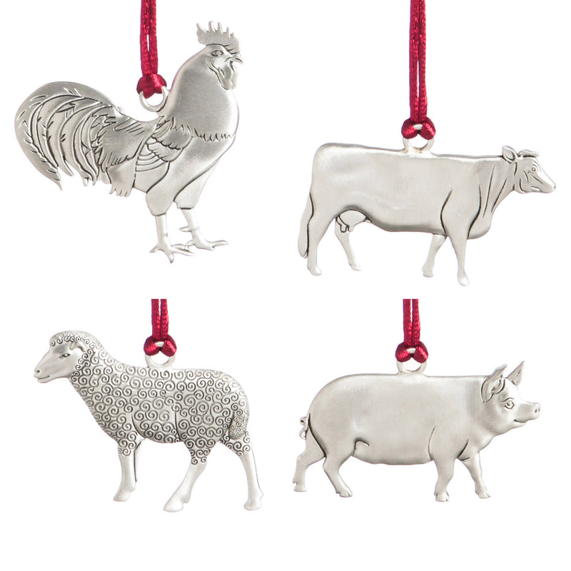 Farm Friend Pewter Ornament, 4 ASST,3otm079