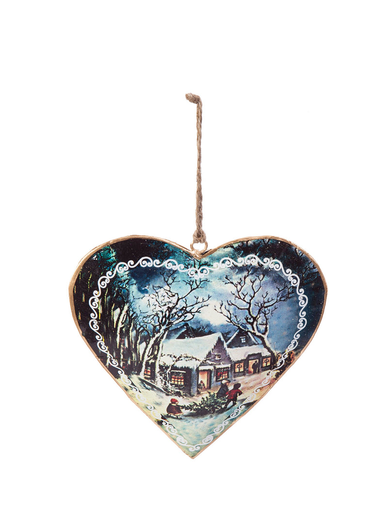 Winter Scene Metal Ornament, 2 ASST,3otm101