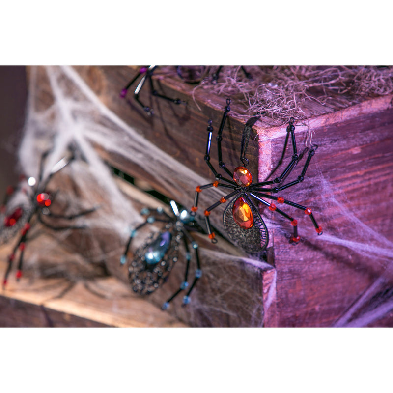 Metal Spider Ornament, Orange/Blue/Red/Purple/Green, 5 Assorted