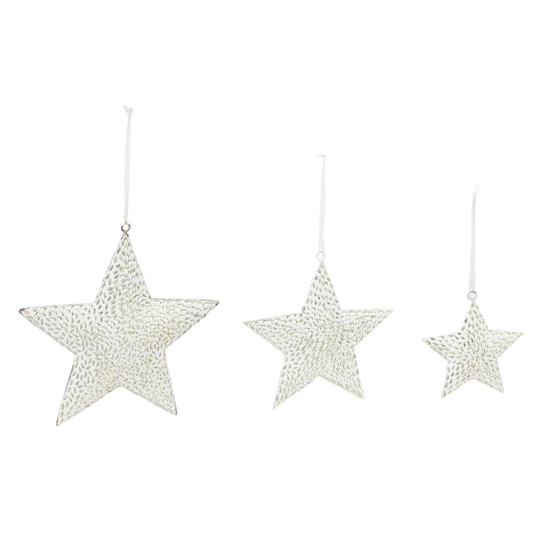Set of 3 Metal Star Ornaments, 8'' x 0.8'' x 8'' inches