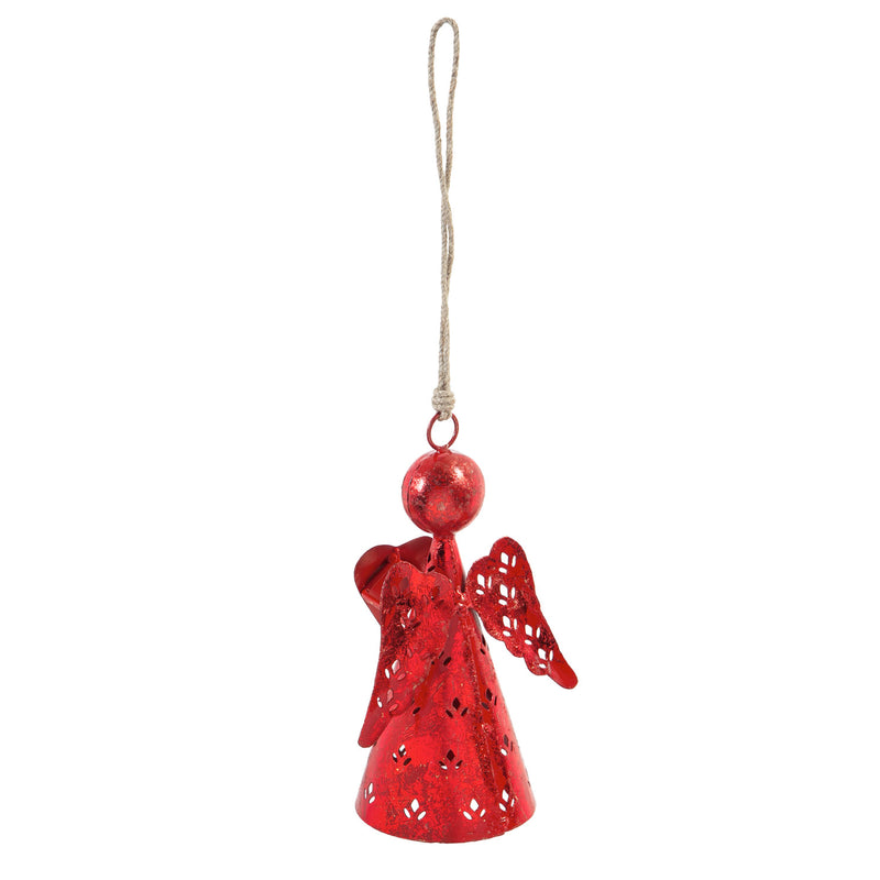 Red Metal Angel Ornament, Set of 2,3otm197