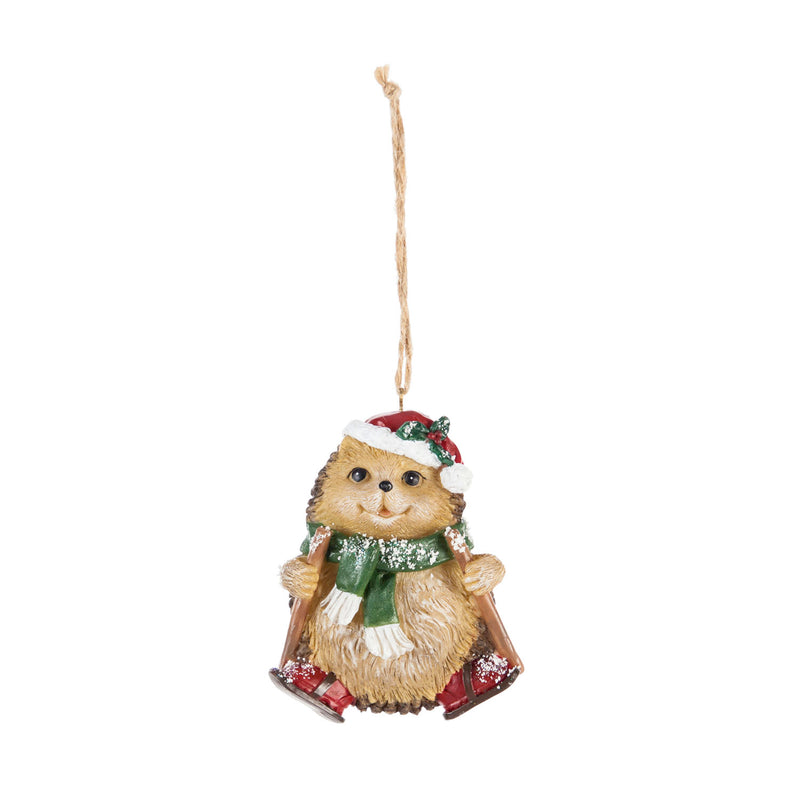 Resin Hedgehog Ornament with Scarf, 2 Asst