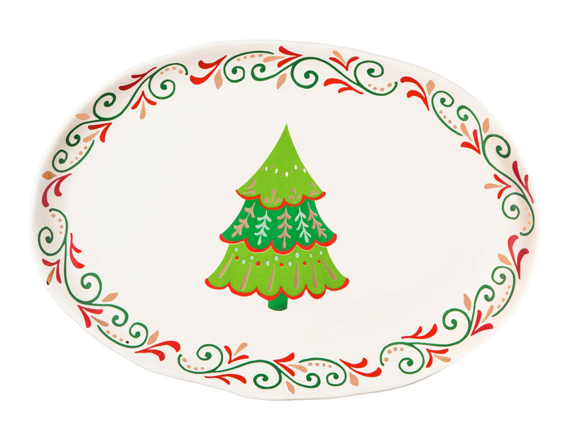 Christmas Traditions 14''x10'' Ceramic Platter,3pct6530